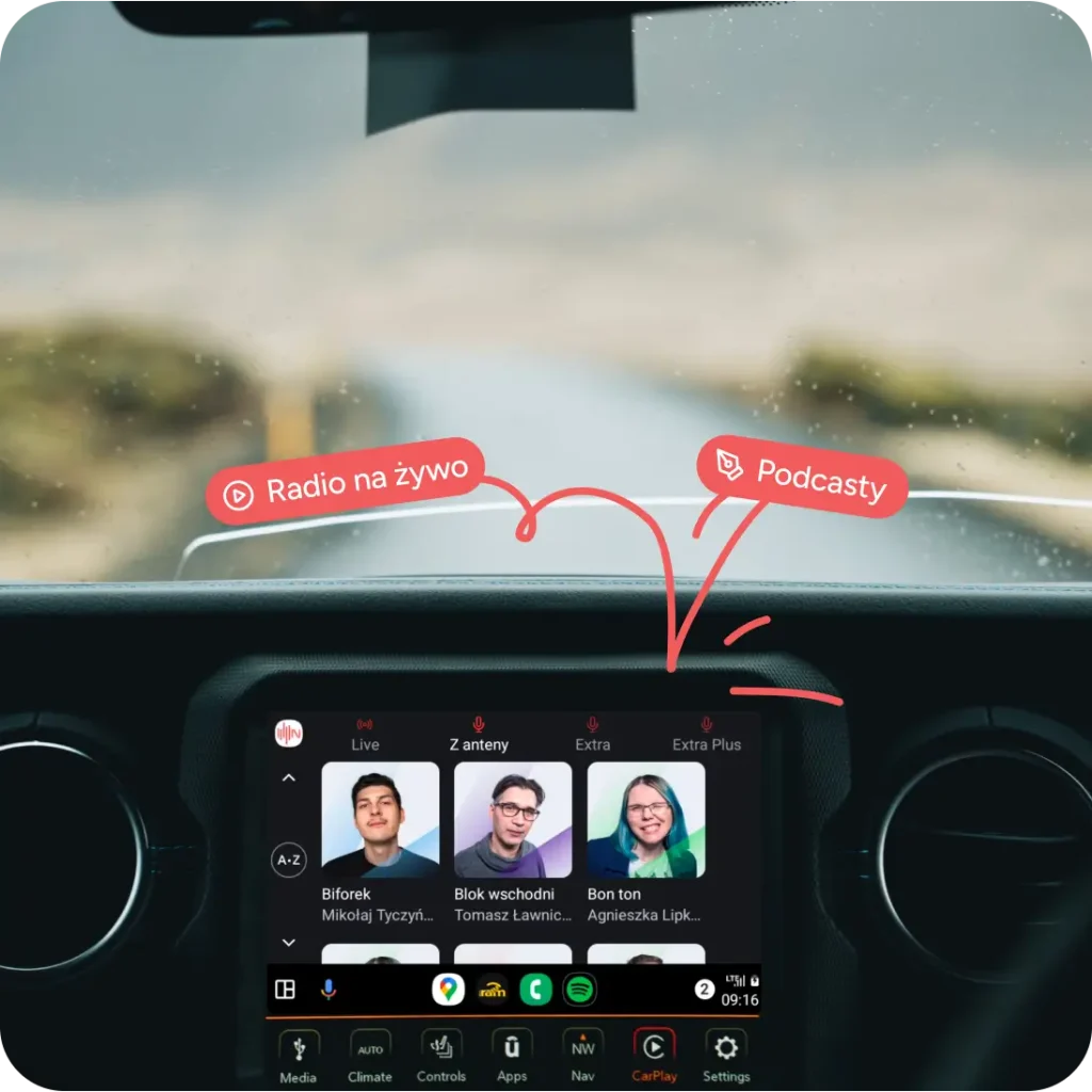 Korzystaj z aplikacji bezpośrednio z ekranu w samochodzie